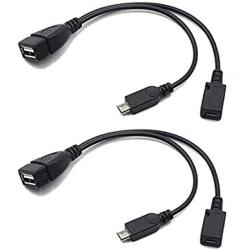 2 Pack OTG Cable for Fire Stick 4K, Samsung Galaxy, Amazon Fire TV, LG, HTC Android Phone Tablet Micro USB Host with Micro USB Power