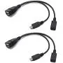 2 Pack OTG Cable for Fire Stick 4K, Samsung Galaxy, Amazon Fire TV, LG, HTC Android Phone Tablet Micro USB Host with Micro USB Power