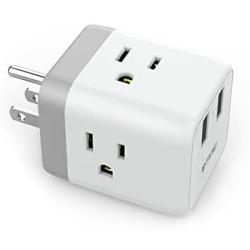 Multi Plug Outlet Extender Box, ETL Listed, TROND Electrical Outlet Splitter Expander with 2 USB Ports, 3 Prong Wall Tap Adapter, Cube Plug Extender for Bathroom Kitchen Bedroom Cruise