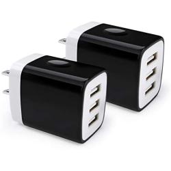 Wall Charger, Hootek 2Pack 3.1A 3 Port USB Plug Cube Wall Charger Adapter Charging Block Box Compatible iPhone 11 Pro XS MAX XR X 8 7 6S Plus, Samsung Galaxy S20 FE 5G S10 S9 S8/Note20 Ultra 5G 10 9 8