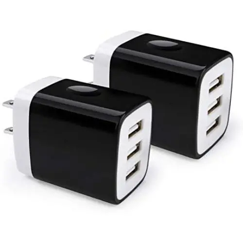 Wall Charger, Hootek 2Pack 3.1A 3 Port USB Plug Cube Wall Charger Adapter Charging Block Box Compatible iPhone 11 Pro XS MAX XR X 8 7 6S Plus, Samsung Galaxy S20 FE 5G S10 S9 S8/Note20 Ultra 5G 10 9 8