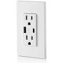 Leviton T5633-W 15-Amp Type-C USB Charger/Tamper Resistant Receptacle, 1-Pack, White