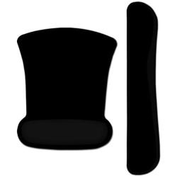 Keyboard Wrist Rest Pad Ergonomic Mouse Pad Set, ToLuLu Cute Mouse Pad for Computer Laptop, Non Slip Mousepad Keyboard Wrist Support with Raised Memory Foam for Easy Typing Pain Relief, Plain Black
