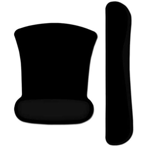 Keyboard Wrist Rest Pad Ergonomic Mouse Pad Set, ToLuLu Cute Mouse Pad for Computer Laptop, Non Slip Mousepad Keyboard Wrist Support with Raised Memory Foam for Easy Typing Pain Relief, Plain Black