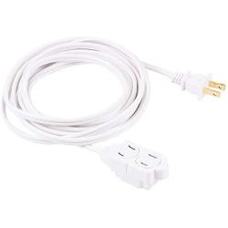GE 15 ft Extension Cord, White, 51962 & 6 Outlet Surge Protector, 10 Ft Extension Cord, Power Strip, 800 Joules, Flat Plug, Twist-to-Close Safety Covers, White, 14092