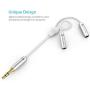 Headphone Splitter, Syncwire Nylon-Braided 3.5mm Extension Cable Audio Stereo Y Splitter (Hi-Fi Sound), 3.5mm Male to 2 Ports 3.5mm Female Headset Splitter for Apple, Samsung & More - Silver