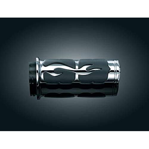 Chrome Billet ISO-FLAME Grips for Harley 08-Up Tourng Throttle Fly-by-Wire Models by Kuryakyn