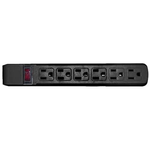 6 Outlet Surge Protector 15A 120V with Flat Rotating Plug 6ft Power cord 3 Prong 6 Outlet Power Strip with 6 Feet Power Cable and 360 Degree Rotating Plug, Black CNE470783