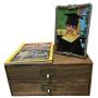 Wallniture Home Office Desk Organizer - Wooden 2 Drawer Under Monitor Stand - Printer Platform - Paper Holder Walnut