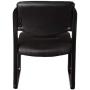 Boss Office Products Leather Sled Base Side Chair in Black