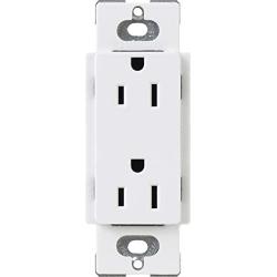 Lutron Claro Duplex Receptacle, 15-Amp, CAR-15-WH, White