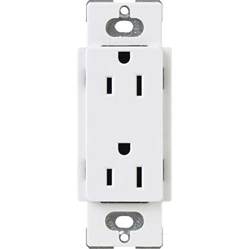 Lutron Claro Duplex Receptacle, 15-Amp, CAR-15-WH, White