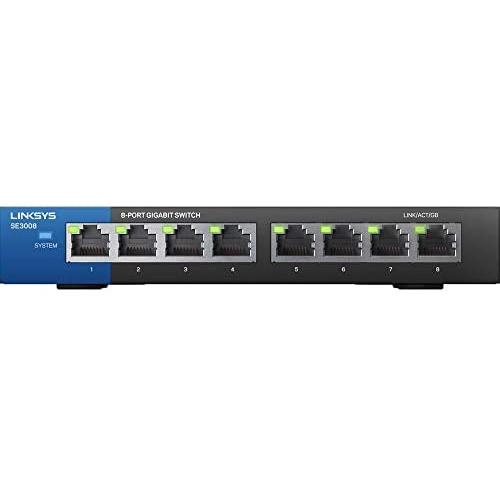 Linksys SE3008 8-Port Metallic Gigabit Switch,White
