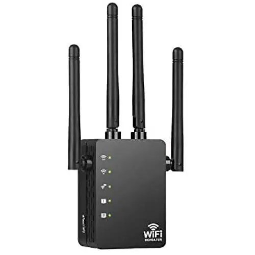 1200Mbps WiFi Range Extender WiFi Repeater Wireless Signal Booster, 2.4 & 5GHz Dual Band Extender with Ethernet Port and 4 Antenna