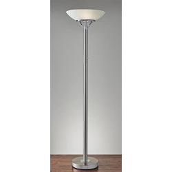 Adesso 5023-22 Expo 300W Torchiere, 71.5 in, 2 x 150W Incandescent/LED, Brushed Steel/Chrome Finish, 1 Floor Lamp