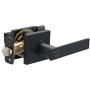 Amazon Basics Contemporary Stamford Door Lever with Lock, Entry, Matte Black