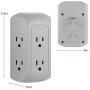 GE UltraPro 6-Outlet Surge Protector Adapter Spaced, 3-Prong Power Strip Wall Tap, Charging Station, Side Access, Gray, 47823