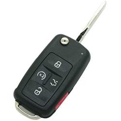 SEGADEN Replacement Key Shell Compatible with VOLKSWAGEN VW PASSAT 5 Button Keyless Entry Remote Flip Key Case Fob 4+1 BTN SS826E