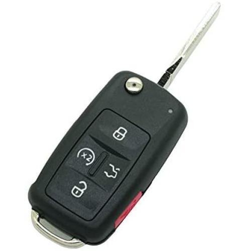 SEGADEN Replacement Key Shell Compatible with VOLKSWAGEN VW PASSAT 5 Button Keyless Entry Remote Flip Key Case Fob 4+1 BTN SS826E