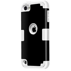 Case for iPod Touches Cases 6th Generation for iPod Touch 5 6 Case, CheerShare Dual Layered 3 in 1 Case for iPod Touch 5 6th Generation (Black + Gray)