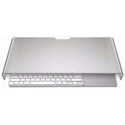 Silver Aluminum Monitor Stand Suitable for Laptop, Computer Monitor, Mouse Keyboard Storage Large