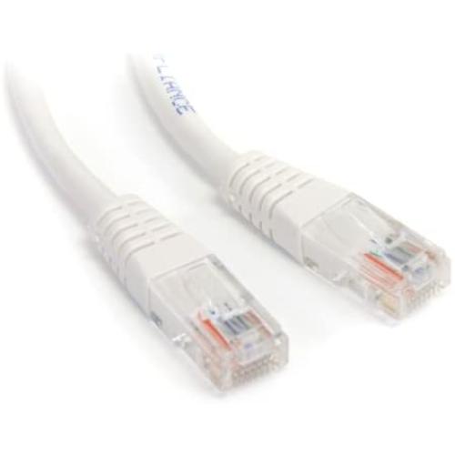 StarTech.com Cat5e Ethernet Cable - 1 ft - White - Patch Cable - Molded Cat5e Cable - Short Network Cable - Ethernet Cord - Cat 5e Cable - 1ft (M45PATCH1WH)