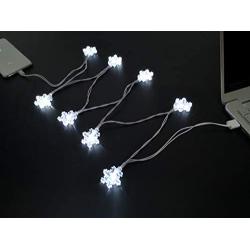 YAGE Tale Snowflake Shaped USB Charging Cable USB and Bulb Charger 50inch 8LED White Compatible with Phone 5 5s 6 6plus 6s 6s Plus 7 7plus 8 8plus X XR XS XS Max 11Pro Max etc