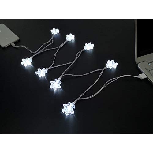 YAGE Tale Snowflake Shaped USB Charging Cable USB and Bulb Charger 50inch 8LED White Compatible with Phone 5 5s 6 6plus 6s 6s Plus 7 7plus 8 8plus X XR XS XS Max 11Pro Max etc