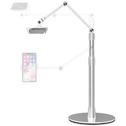 viozon Tablet Phone Overhead Stand, Height & 360 Degree Angle Adjustable, Aluminum Desktop Stand, Compatible with 3.5-10'' Cellphone or Tablet Such as iPhone iPad Pro Air Mini, Samsung, Nexus(AP-4PS)