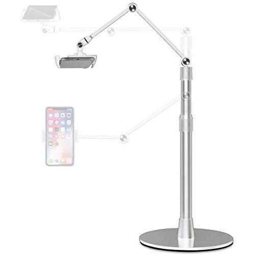 viozon Tablet Phone Overhead Stand, Height & 360 Degree Angle Adjustable, Aluminum Desktop Stand, Compatible with 3.5-10'' Cellphone or Tablet Such as iPhone iPad Pro Air Mini, Samsung, Nexus(AP-4PS)