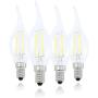 Lamsky E14 European Base LED Filament Candle Light Bulb,2W 6000K Daylight 200LM,C35 Bent Tip Flame Shape,20W Incandescent Equivalent,Non-dimmable,4 Pack