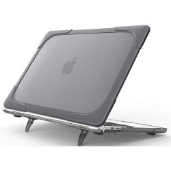 ProCase MacBook Pro 16 Case 2019 A2141 with Touch Bar & Touch ID, Heavy Duty Slim Hard Shell Dual Layer Protective Cover with Fold Kickstand for MacBook Pro 16 Inch 2019 Release -Grey
