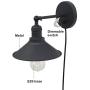 Phansthy Matte Black Bathroom Vanity Light Plug in Sconce Wall Sconces with dimmable Switch and 7.9 Inches Metal Light Shade 2 Packed