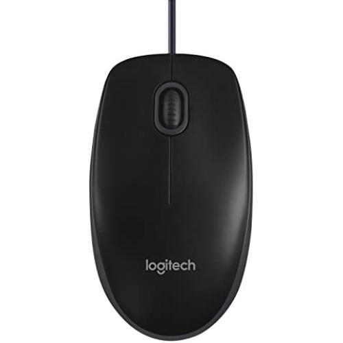 Logitech B100 Corded Mouse – Wired USB Mouse for Computers and laptops, for Right or Left Hand Use, Black