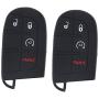 LemSa 2Pcs Silicone Keyless Entry Remote Car Smart Key Fob for Dodge Durango Journey Dart Challenger Jeep Renegade Fiat M3N-40821302 / M3M-40821302, Black