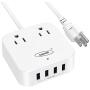 Power Strip with USB, Bototek Desktop Charging Station 2 Widely Spaced Outlets with 4 USB Ports(5V/7A, 35W) 4 ft Extension Cord for Ship Travel Multi Plug Extender
