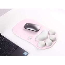 Cat Paw Mouse Pad with Wrist Support Soft Silicone Wrist Rests Wrist Cushion Comfort Mouse Pad Computer Mouse Mat Desk Decor Green(10.7x7.8x0.9) (Pink)
