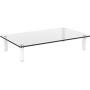 Clear Tempered Glass Computer Monitor Stand Riser for Laptop, Computer, iMac, and All Flat Screen Display, PUTORSEN Desktop Stand with Anti-Slip Pads Holds 44lbs, Storage Shelf & Screen Holder