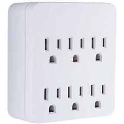 GE Pro 6-Outlet Surge Protector, 2 Pack, 3-Prong Wall Adapter, Charging Station, 1020 Joules Protection Rating, Automatic Shutdown, Sleek Design, White, 50051