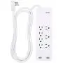 GE, White, Strip Surge Protector Charger, 7 Outlets, 2 USB Ports, Fast Charge, Flat Plug, Long Power Cord, 6 Feet, Wall Mount, Warranty, 36363, 6 Ft