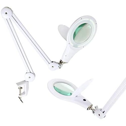 Brightech LightView PRO - Comfortable LED Magnifying Glass Desk Lamp for Close Work - Bright 2.25x Magnifier Lighted Lens - Puzzle, Craft & Reading Light for Table Top Tasks - White