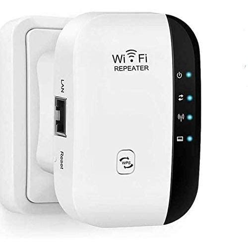 WiFi Range Extender | Up to 300Mbps |Repeater, WiFi Signal Booster, Access Point | Easy Set-Up | 2.4G Network with Integrated Antennas LAN Port & Compact Designed Internet Booster (White) (White)