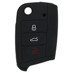 SEGADEN Silicone Cover Protector Case Skin Jacket Compatible with VOLKSWAGEN 3 Button Flip Remote Key Fob CV9803 Black