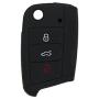 SEGADEN Silicone Cover Protector Case Skin Jacket Compatible with VOLKSWAGEN 3 Button Flip Remote Key Fob CV9803 Black