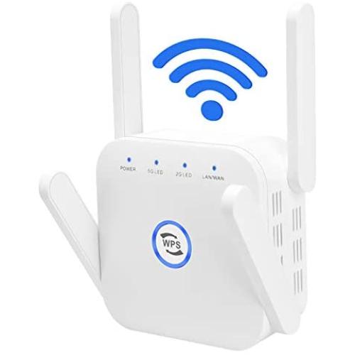 Whew WiFi Extender Signal Booster, 1200Mbps Wireless Internet Amplifier, Dual Band 2.4G & 5Ghz WiFi Extender, 4 Antennas Full Coverage with Ethernet Port and WPS, Ap Repeater Mode