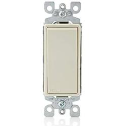 Leviton 5601-2T 15 Amp, 120/277 Volt, Decora Rocker Single-Pole AC Quiet Switch, Residential Grade, Grounding, Light Almond