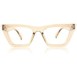JiSoo Blue Light Reading Glasses Women 1.25 Trendy, Cat Eye Blue Light Readers 1.25, Computer Reading Glasses 1.25 Women, Transparent Brown
