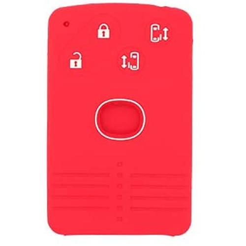 SEGADEN Silicone Cover Protector Case Holder Skin Jacket Compatible with MAZDA 4 Button Smart Card Remote Key Fob CV4534 Red