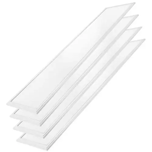 1x4 LED Panel Troffer Edge-Lit Flat (4 Pack) - 3500k, 40W, Flush Drop Ceiling Light for Home, Office, School - Slim LED Lighting Fixtures - 0-10V Dimmable Panel