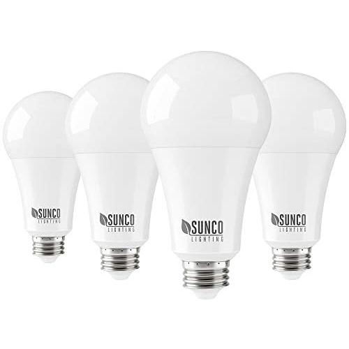 Sunco Lighting 4 Pack A21 LED Bulb 22W=150W, 2700K Soft White, 2550 LM, E26 Base, Dimmable, Indoor Light for Lamp - UL & Energy Star
